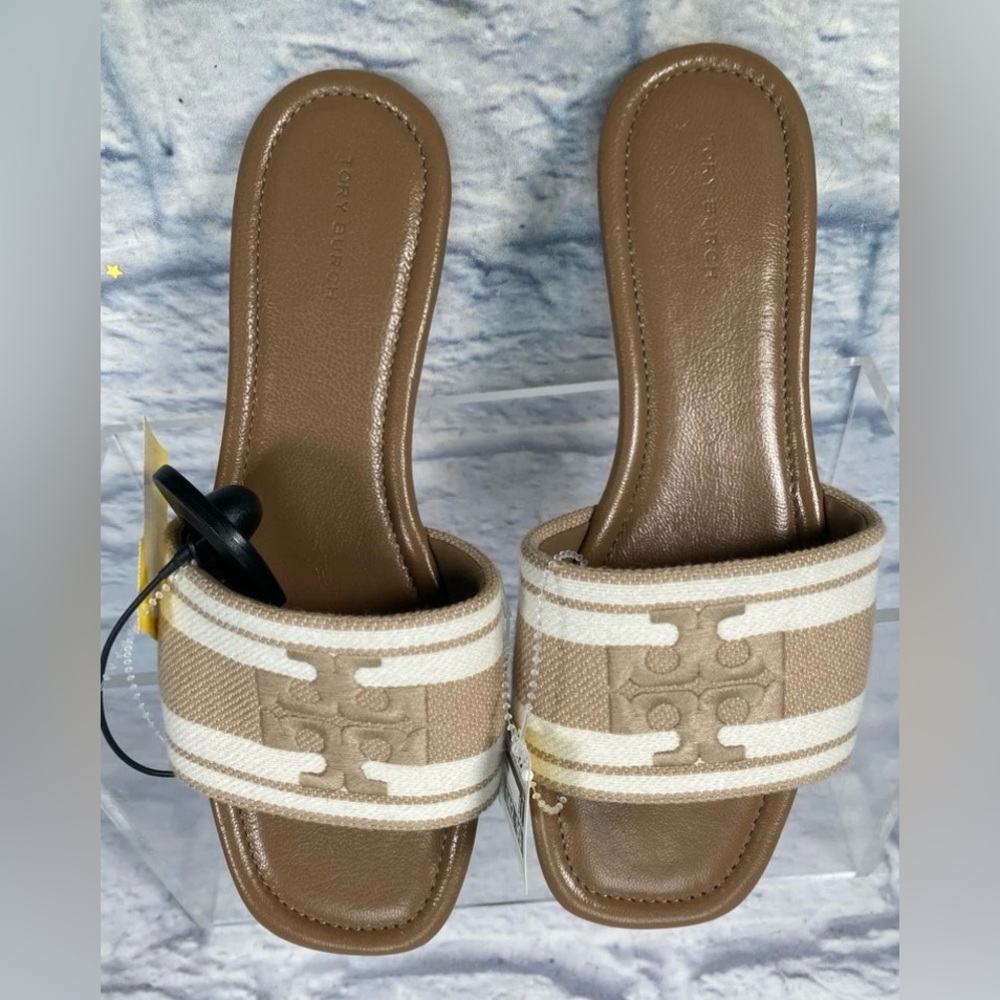 Tory Burch Women's Double T Jacquard Slide Sandals